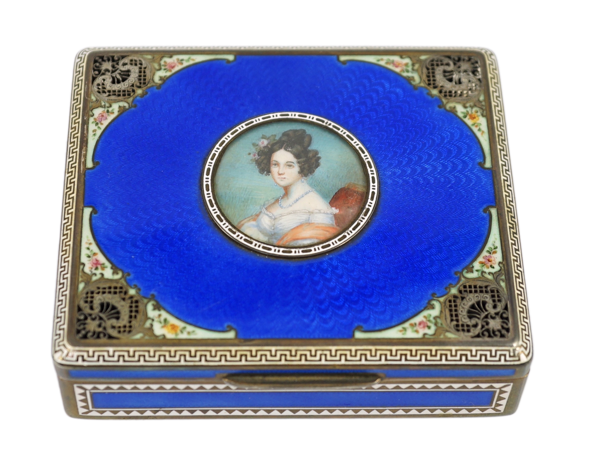 A 19th century Austro-Hungarian silver gilt and polychrome enamel rectangular trinket box